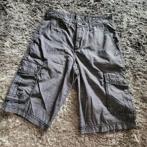 Men's Buckle Black Cargo Shorts Black Stripe Color Size 26